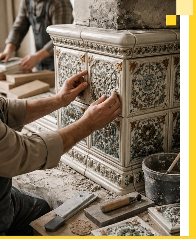 Изразцовые камины под ключ в Выксе: проект и монтаж