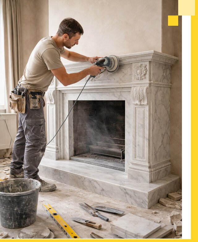 Изготовление и установка мраморных каминов в Выксе под ключ