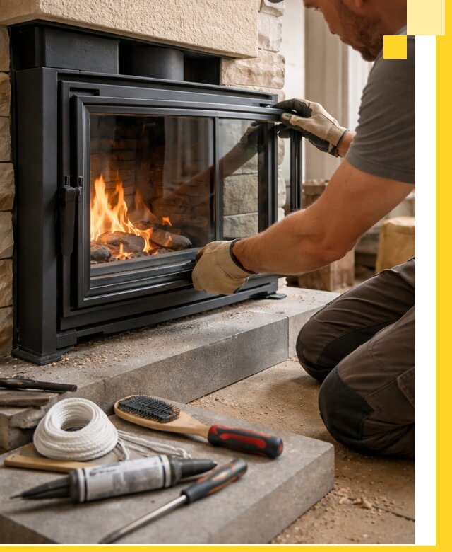 Производство, монтаж и доставка каминов со стеклом в Выксе