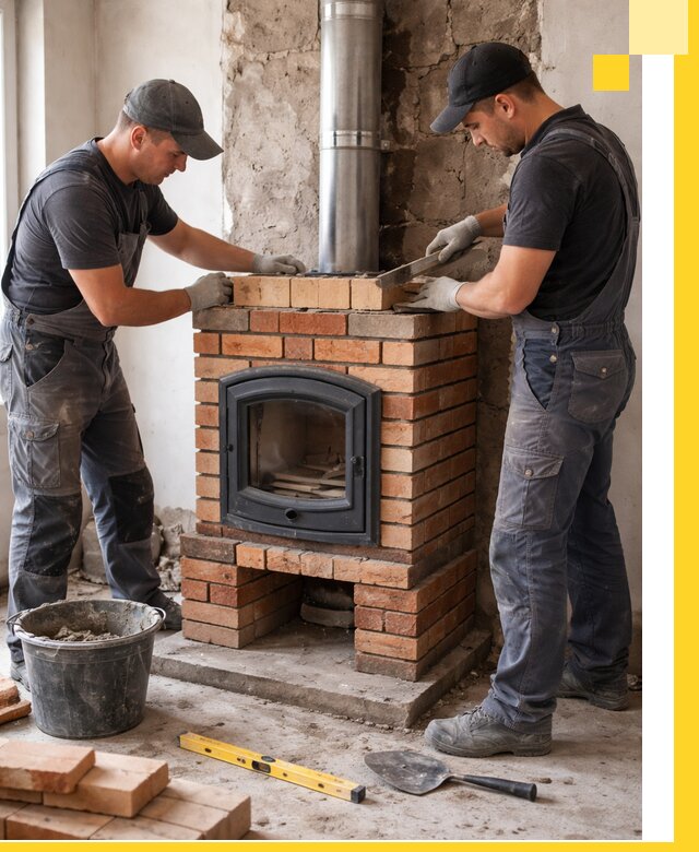 Монтаж печи камина под ключ в Выксе с гарантией и пусконаладкой