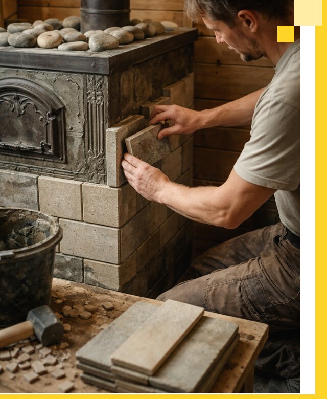 Облицовка банных печей в Выксе профессиональная отделка