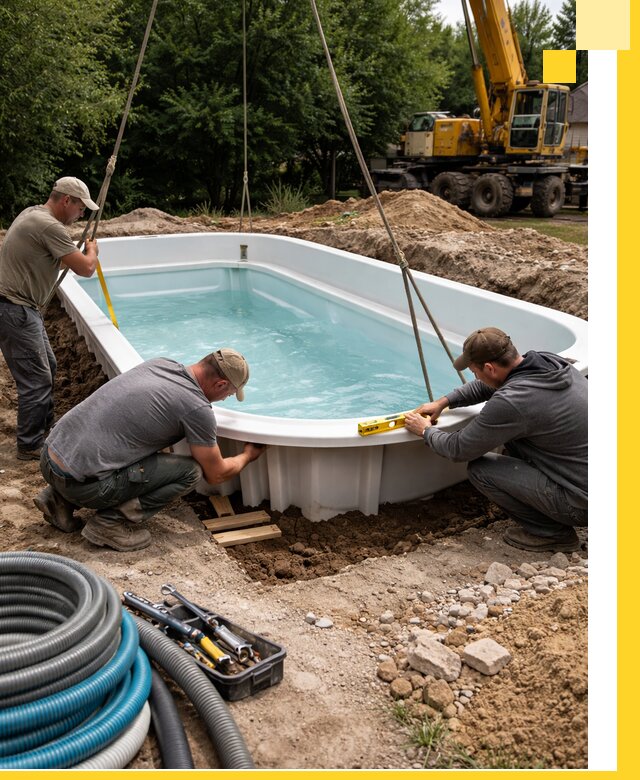 Установка и монтаж композитных бассейнов под ключ в Выксе