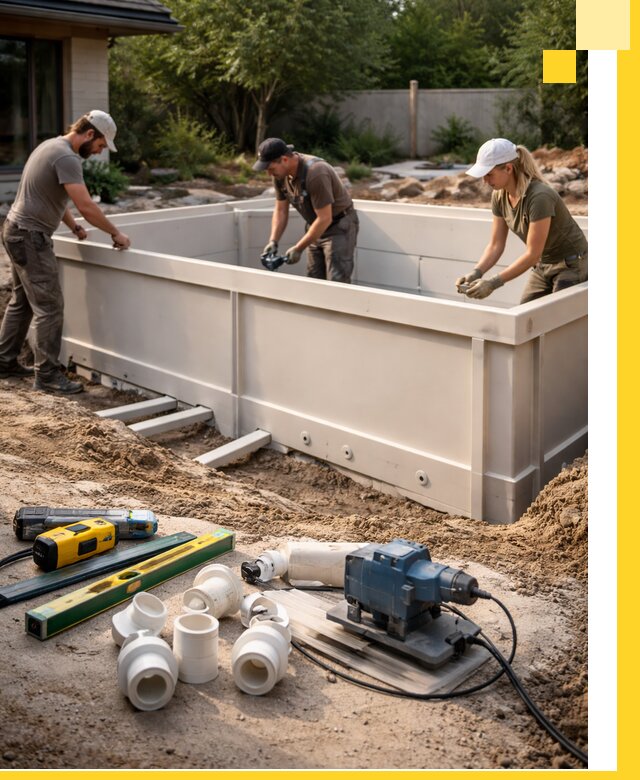 Установка полипропиленовых бассейнов под ключ в Выксе