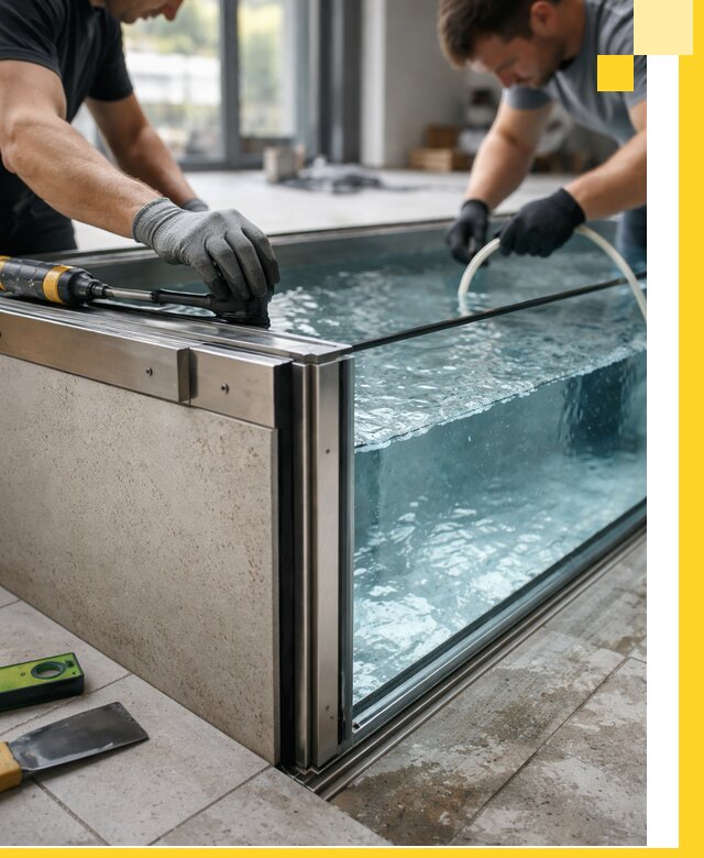 Проектирование и монтаж стеклянных бассейнов в Выксе