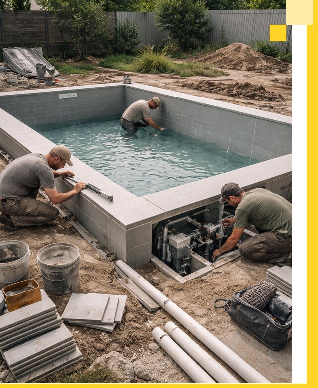 Строительство и монтаж бассейнов для дачи под ключ в Выксе