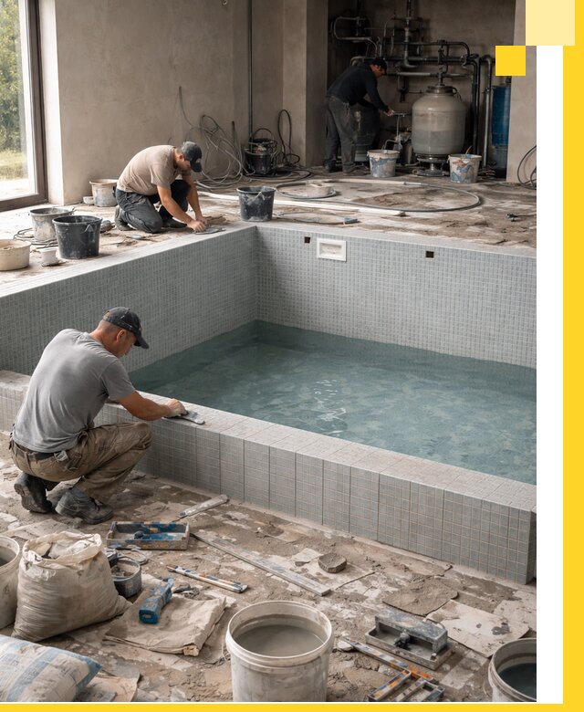 Строительство и монтаж бассейнов в помещении в Выксе