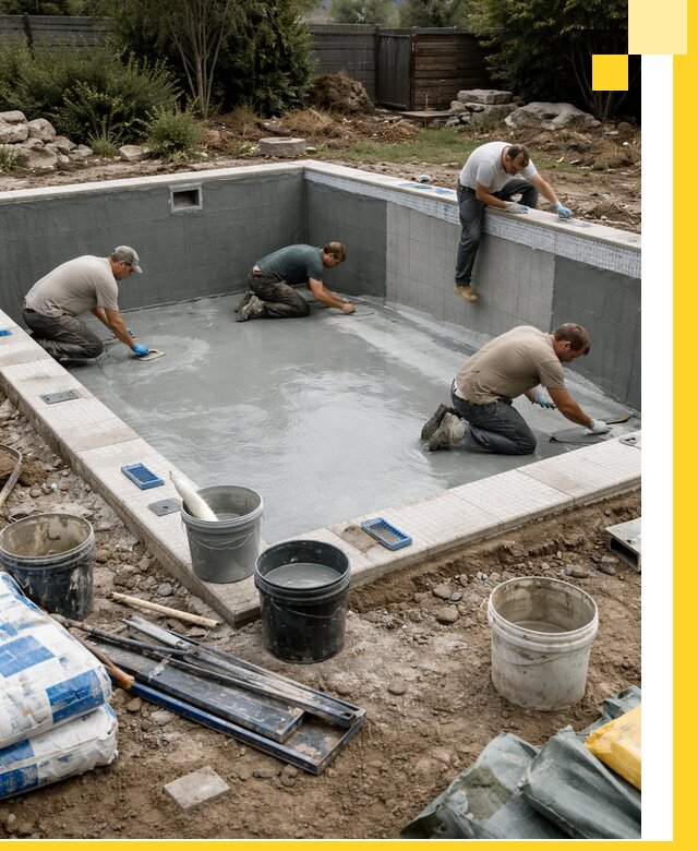 Изготовление и монтаж чаши бассейна под ключ в Выксе