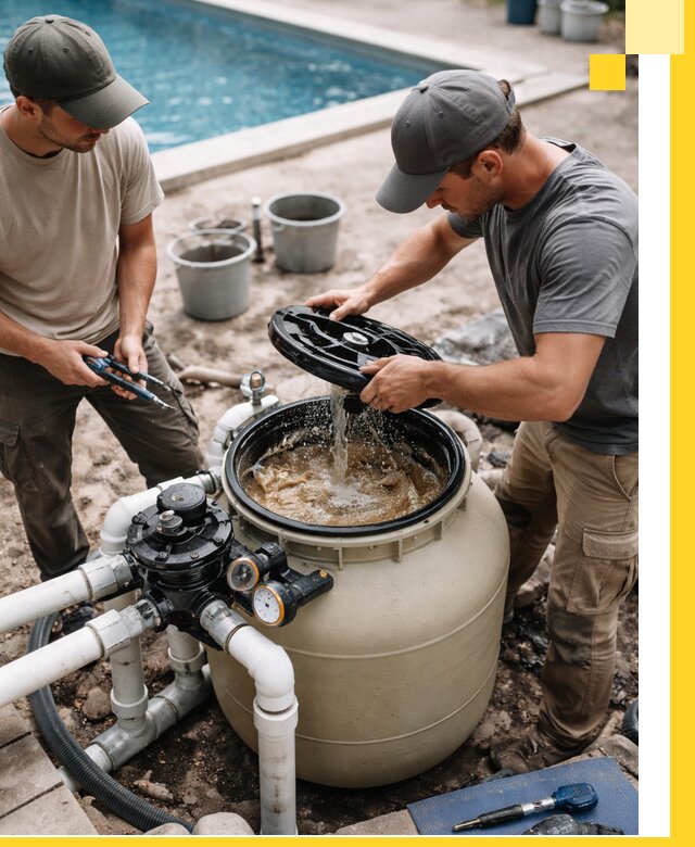 Установка и обслуживание песочных фильтров для бассейнов в Выксе