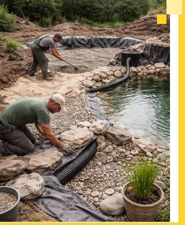 Строительство природных бассейнов и озер в Выксе под ключ