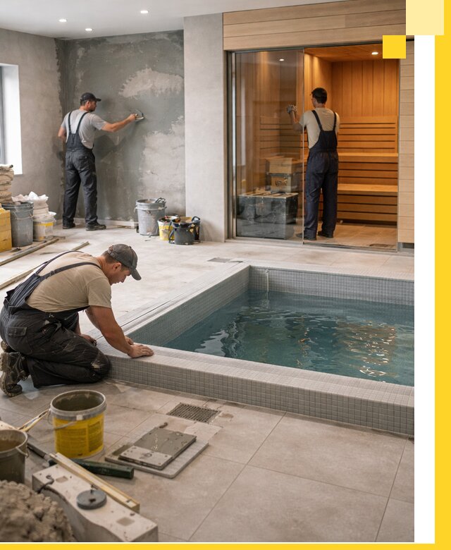 Проектирование и строительство сауны с бассейном в Выксе