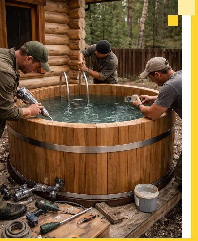 Строительство бань с купелью под ключ и отделкой в Выксе