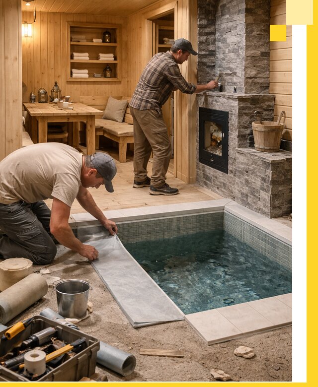 Строительство бань с комнатой отдыха под ключ в Выксе