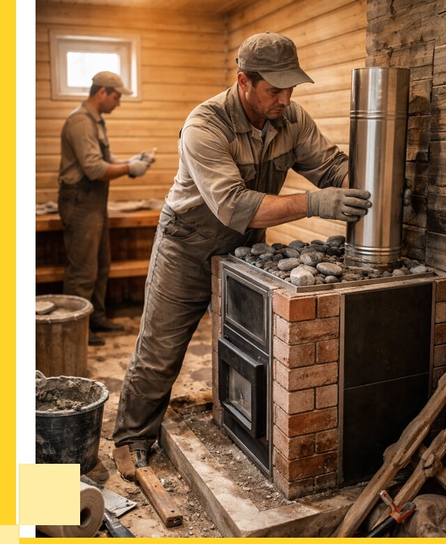 Монтаж печи в бане под ключ в Выксе от 20740 р. | ЭриданВкс