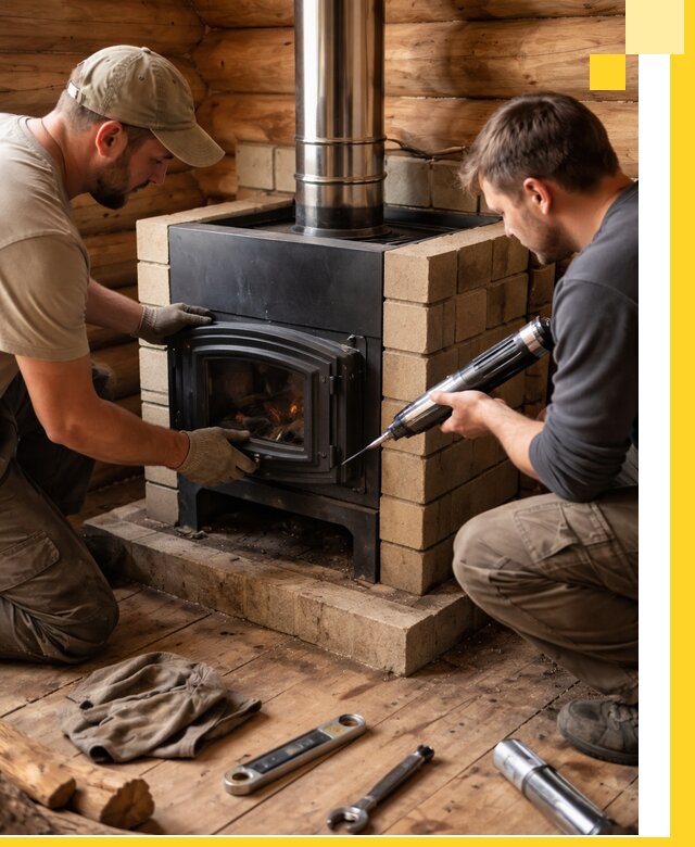 Монтаж и установка печи в бане под ключ с гарантией в Выксе