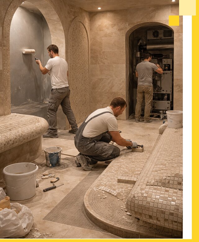 Строительство бани с хамамом и бассейном под ключ в Выксе