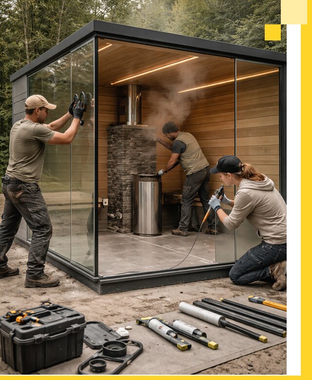 Проектирование и строительство стеклянных бань в Выксе