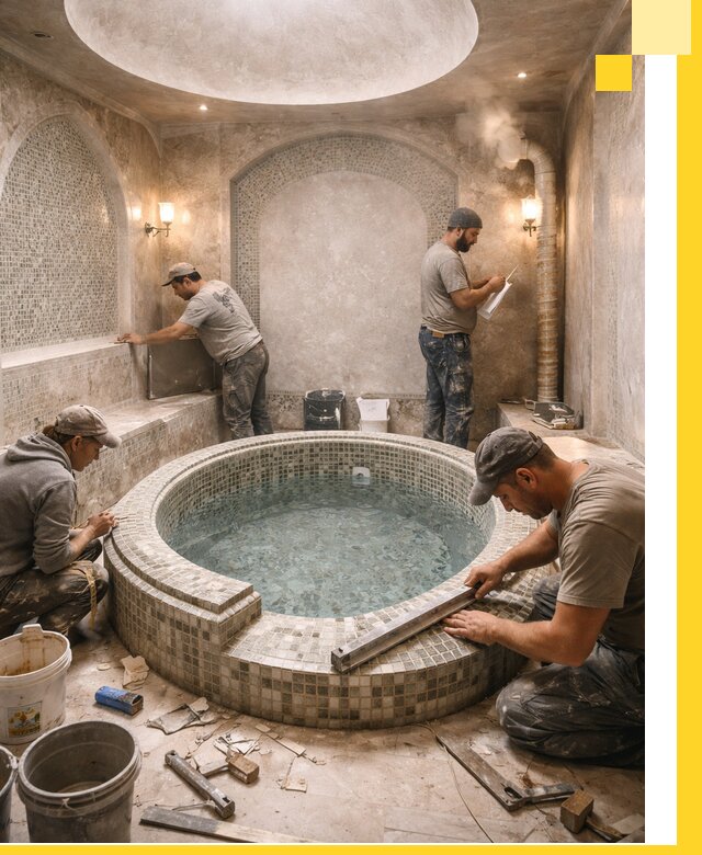 Профессиональное строительство хамама с бассейном в Выксе под ключ