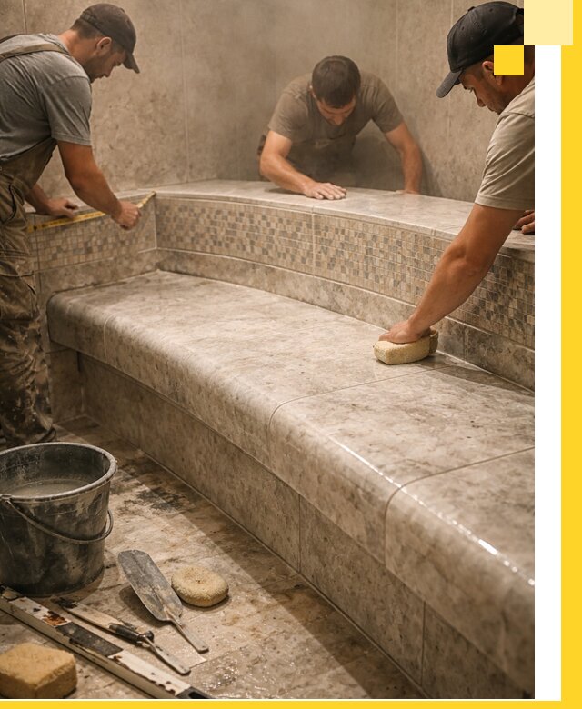 Изготовление и установка сидений для хамама в Выксе