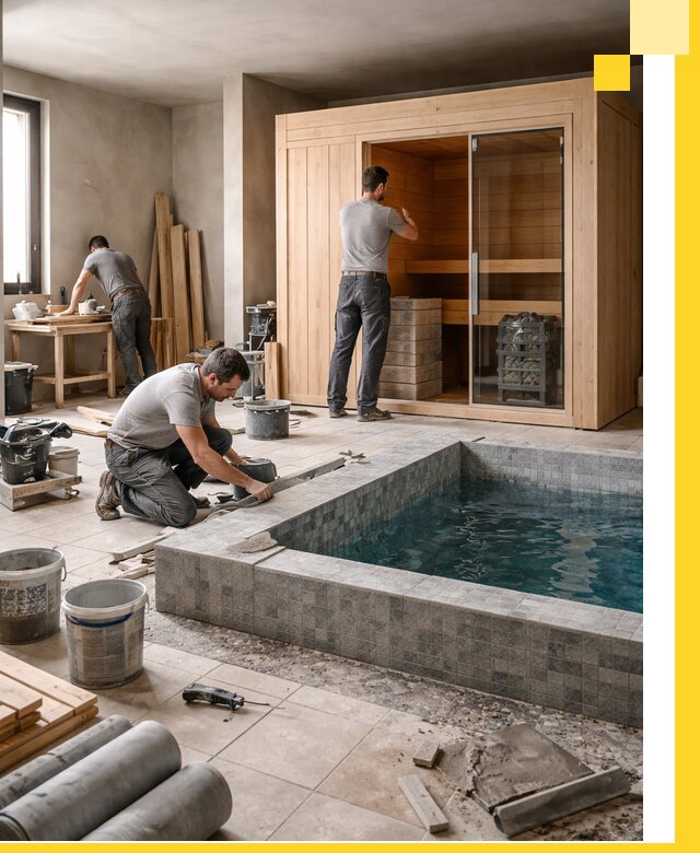 SPA зоны под ключ с бассейном сауной и печью в Выксе